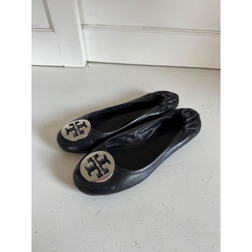 Tory Burch Reva black ballet flats size 7M. Lightly worn